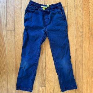 Mini Boden Boys Navy Blue Pull On Chino Pants Elastic Waist Size 6Y